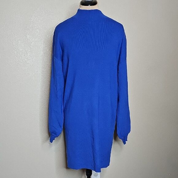 NWT Vero Moda Nancy Bright Blue Long Sleeve Funnel Neck Sweater Dress XS - Picture 2 of 10